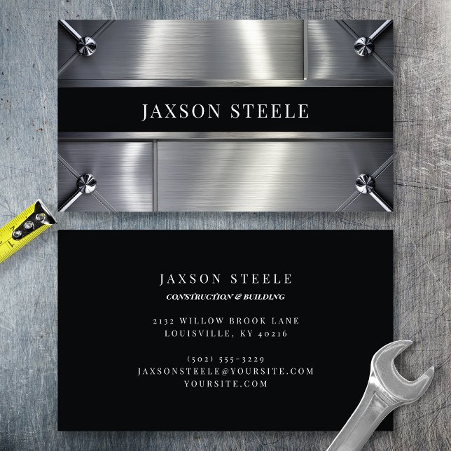 Brushed Metal Industrial Professional Business Card (Creator Uploaded)