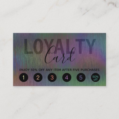 Brushed Metal Iridescent Holographic Script Name Loyalty Card