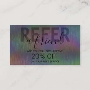 Brushed Metal Iridescent Holographic Script Name R Referral Card