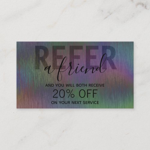 Brushed Metal Iridescent Holographic Script Name R Referral Card