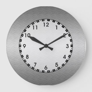 Brushed Metal Large Clock