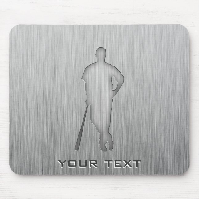 Brushed metal-look Baseball Mouse Pad (Front)