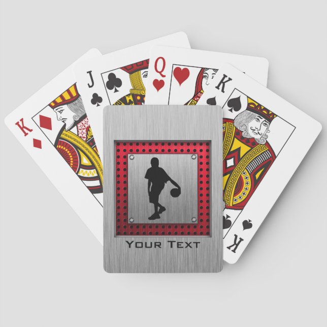 Brushed metal look, Basketball; red Poker Cards (Back)