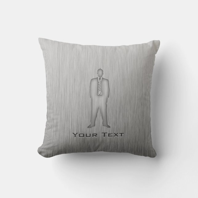 Brushed Metal-look Business Suit Throw Pillow (Front)