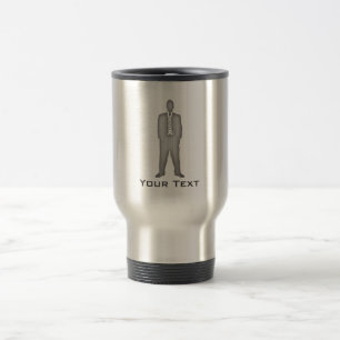 Brushed Metal-look Business Suit Travel Mug