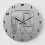 Brushed Metal-look Chemistry Large Clock at Zazzle