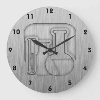 Brushed Metal-look Chemistry Large Clock by TradeWare at Zazzle