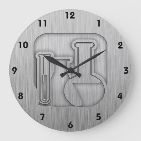 Brushed Metal-look Chemistry Large Clock