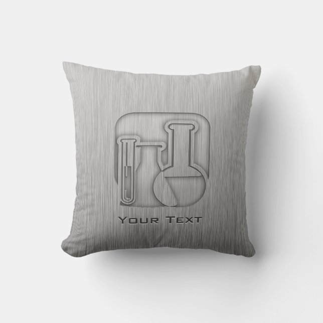 Brushed Metal-look Chemistry Throw Pillow (Front)