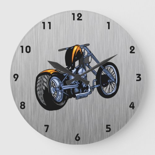 Brushed Metal_look Chopper Large Clock