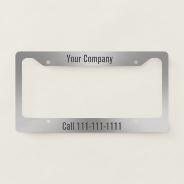 Brushed Metal Look Company Ad with Phone Number License Plate Frame