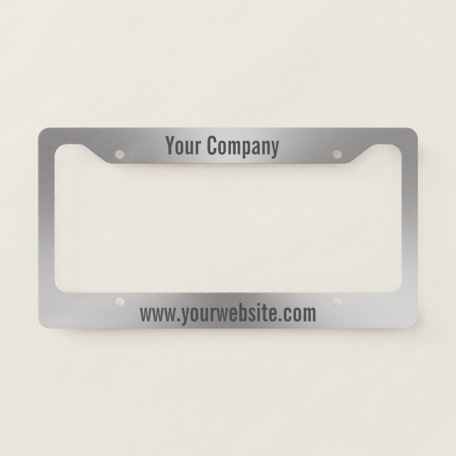 Brushed Metal Look Company Ad with Website License Plate Frame (Front)