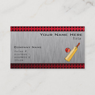Brushed metal look Cricket Business Card