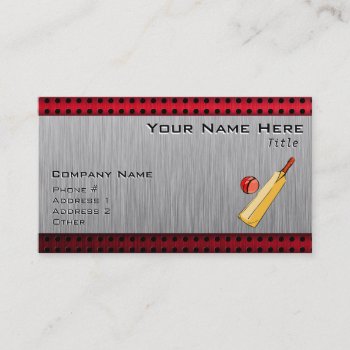 Brushed Metal Look Cricket Business Card by SportsWare at Zazzle