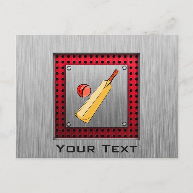 Brushed metal look Cricket Postcard (Front)