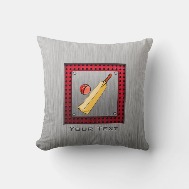 Brushed metal look Cricket Throw Pillow (Front)
