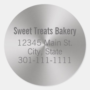 Brushed Metal Look Custom Template Bakery Classic Round Sticker