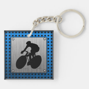Brushed metal look Cycling Keychain