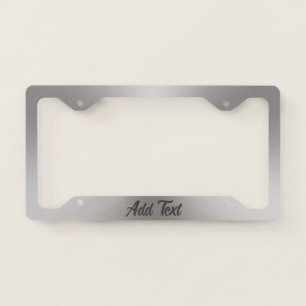 Brushed Metal Look Dark Gray Script Text Template License Plate Frame