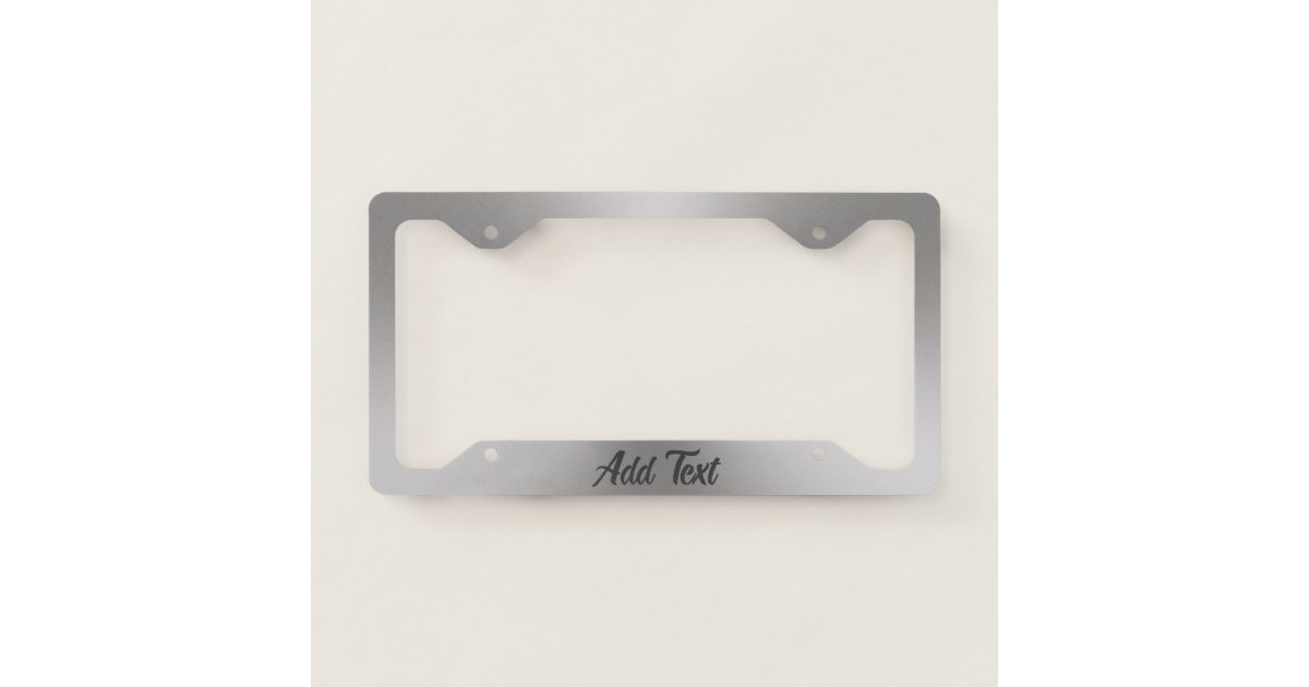 Brushed Metal Look Dark Gray Script Text Template License Plate Frame