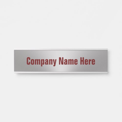 Brushed Metal Look Dark Red Business Name Office Door Sign