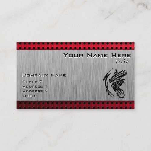 Brushed metal look Dirt Bike Business Card