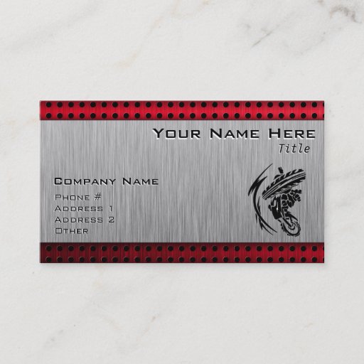 Customizable Brushed metal look Dirt Bike Business Card Template