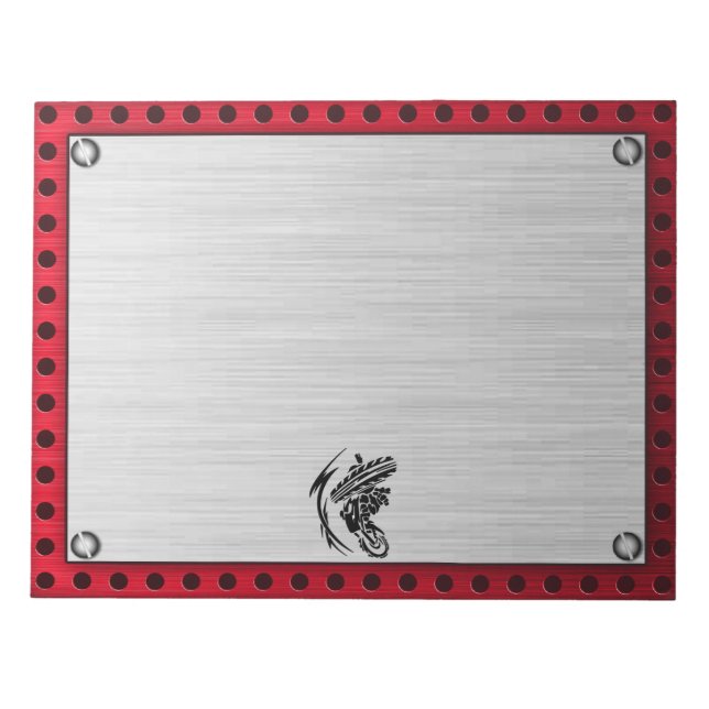 Brushed metal look Dirt Bike Notepad (Front)