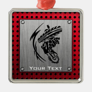 Brushed metal look Dirt Bike Ornament