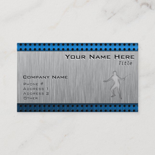 Brushed Metal-look Fencing Business Card (Front)