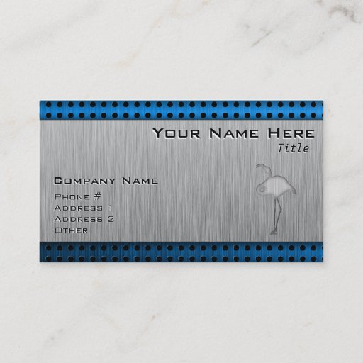 Customizable Brushed metal-look Flamingo Business Card