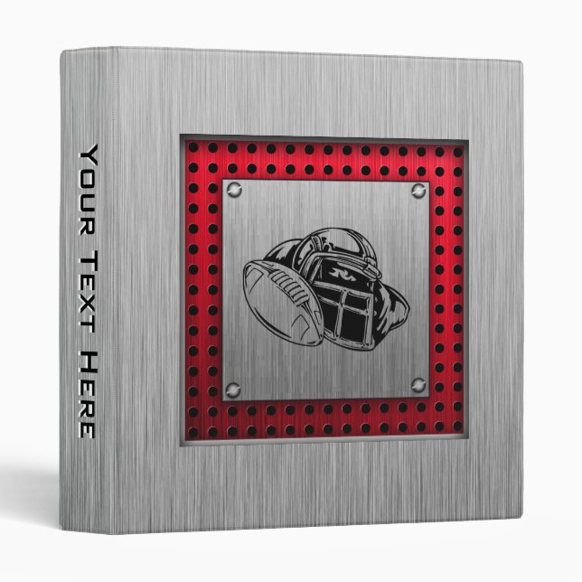 Brushed metal look Football 3 Ring Binder (Front/Spine)