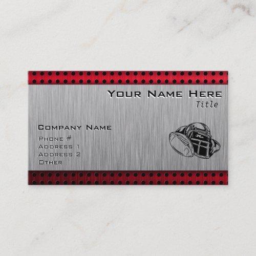 Brushed metal look Football Business Cards