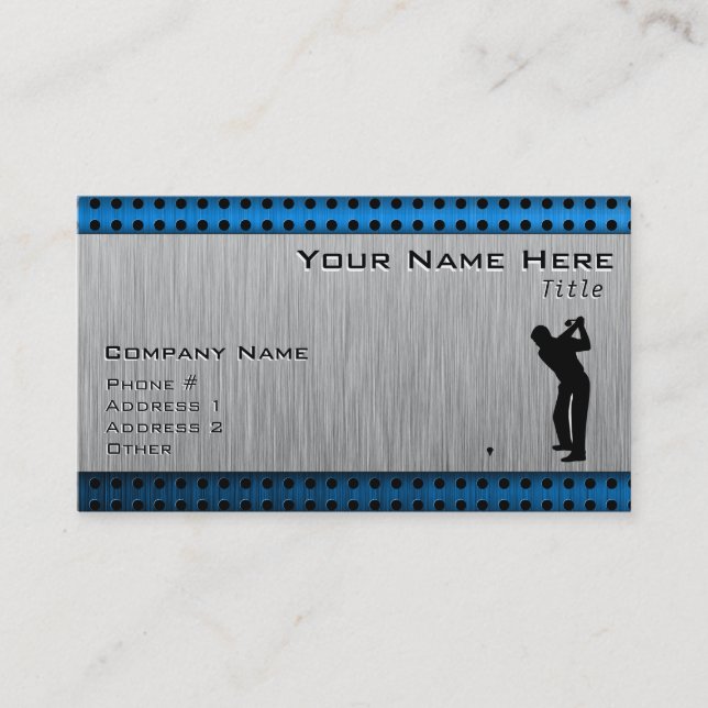 Brushed metal look Golf Business Card (Front)