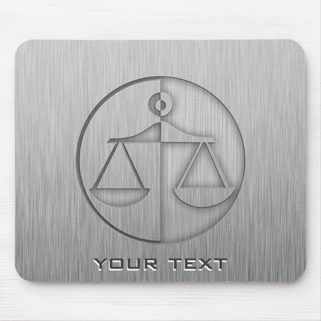 Brushed Metal-look Justice Scales Mouse Pad (Front)