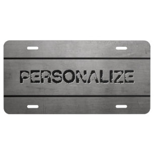 Brushed Metal Look License Plate