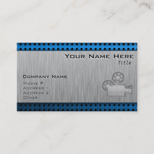 Brushed Metal-look Movie Camera Business Card