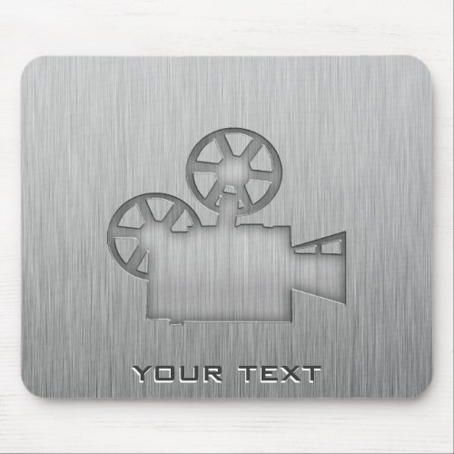 Brushed Metal_look Movie Camera Mouse Pad
