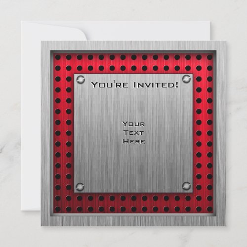 Brushed metal look Paintball Invitations