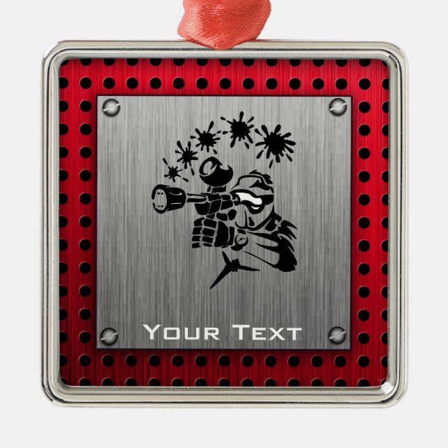 Brushed metal look Paintball Ornament (Front)