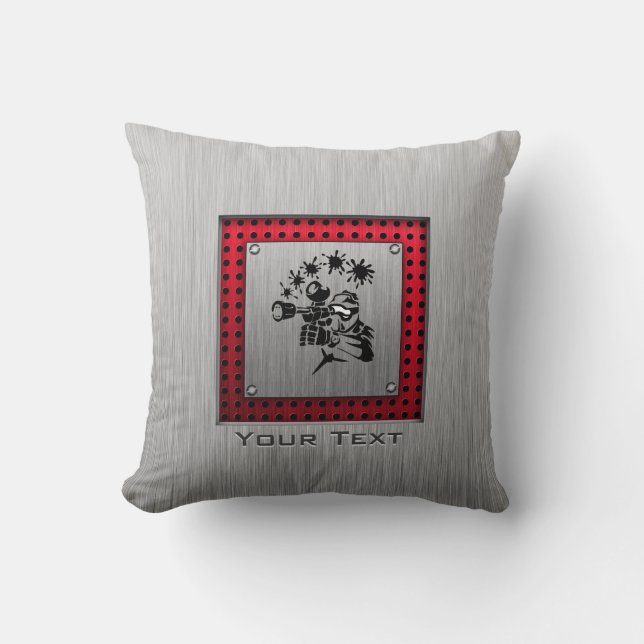 Brushed metal look Paintball Throw Pillow (Front)
