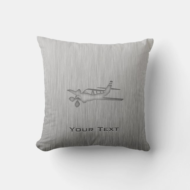 Brushed Metal-look Plane Throw Pillow (Front)