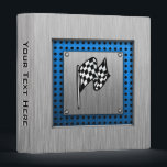 Brushed metal look Racing Flag 3 Ring Binder<br><div class="desc">You will love this cool blue brushed aluminum metal look checkered flag "auto racing" nascar racing design. Great for gifts! Available on tee shirts, smart phone cases, mousepads, keychains, posters, cards, electronic covers, computer laptop / notebook sleeves, caps, mugs, and more! Visit our site for a custom gift case for...</div>