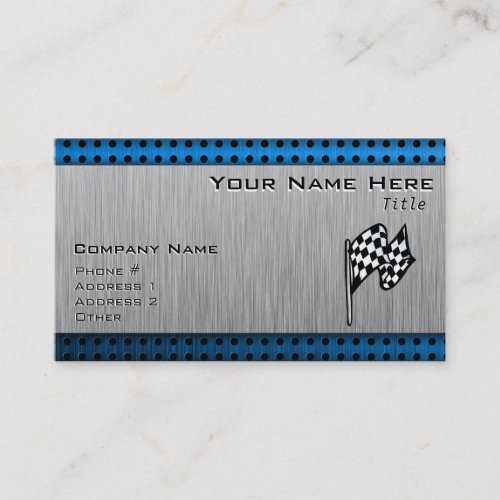 Brushed metal look Racing Flag Business Card Templates