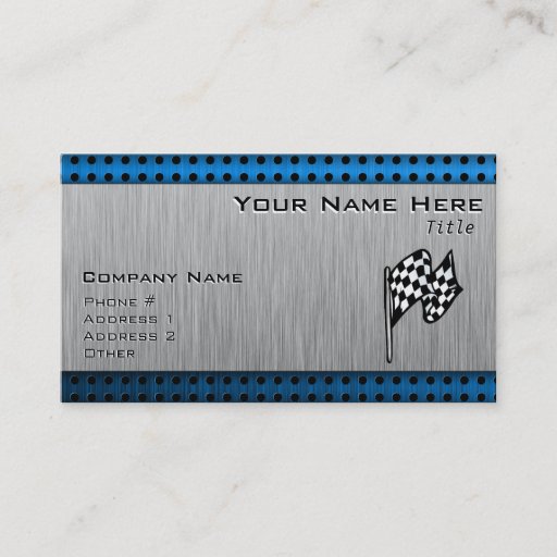 Customizable Brushed metal look Racing Flag Business Card Templates