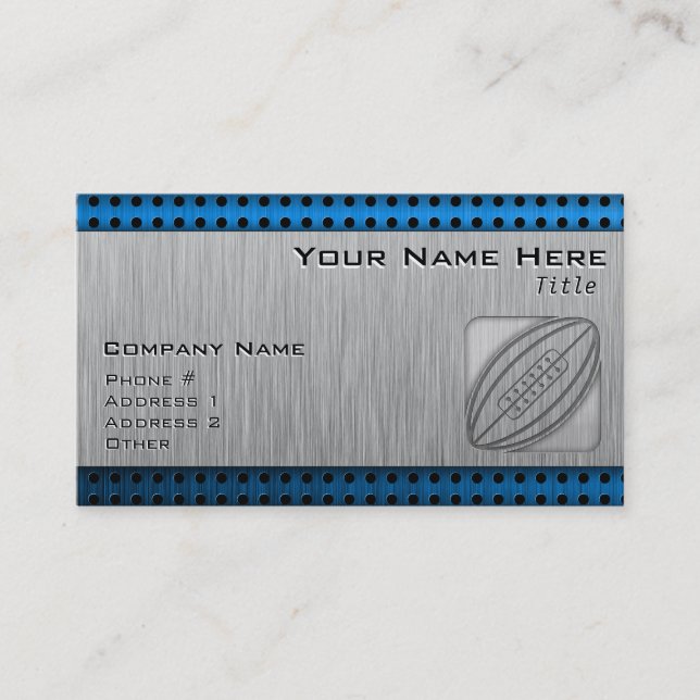 Brushed Metal-look Rugby Business Card (Front)