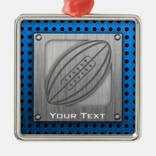 Brushed Metal-look Rugby Metal Ornament