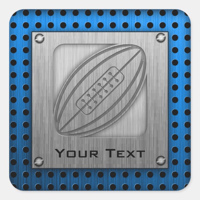 Brushed Metal-look Rugby Square Sticker (Front)