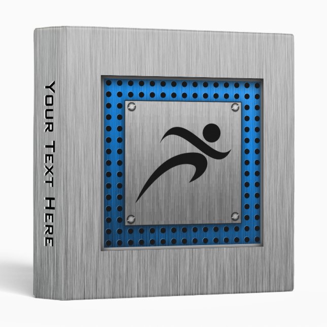 Brushed Metal look Running 3 Ring Binder (Front/Spine)