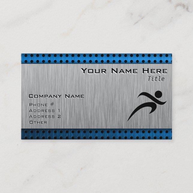 Brushed Metal look Running Business Card (Front)